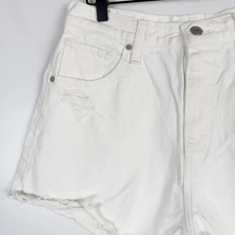 Levi's High Waisted Mom Shorts White Denim A1965 - 29 29W